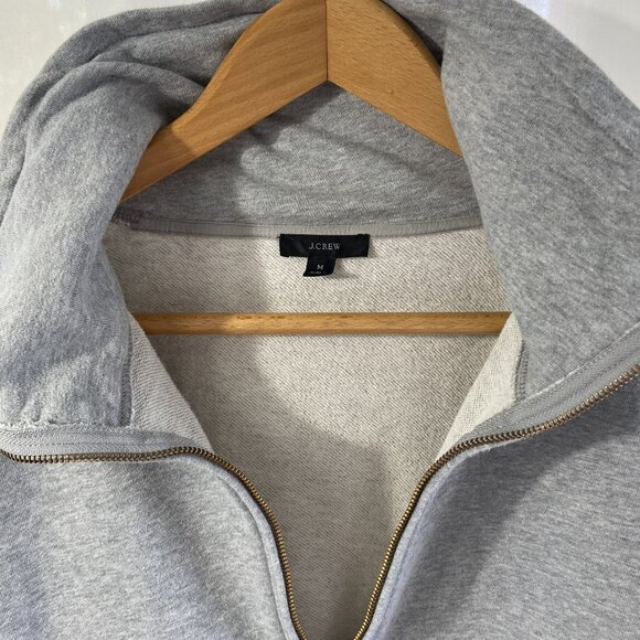 J.Crew University Terry Long Half-Zip Tunic Sweatshirt Gray Size Large - Picture 4 of 13